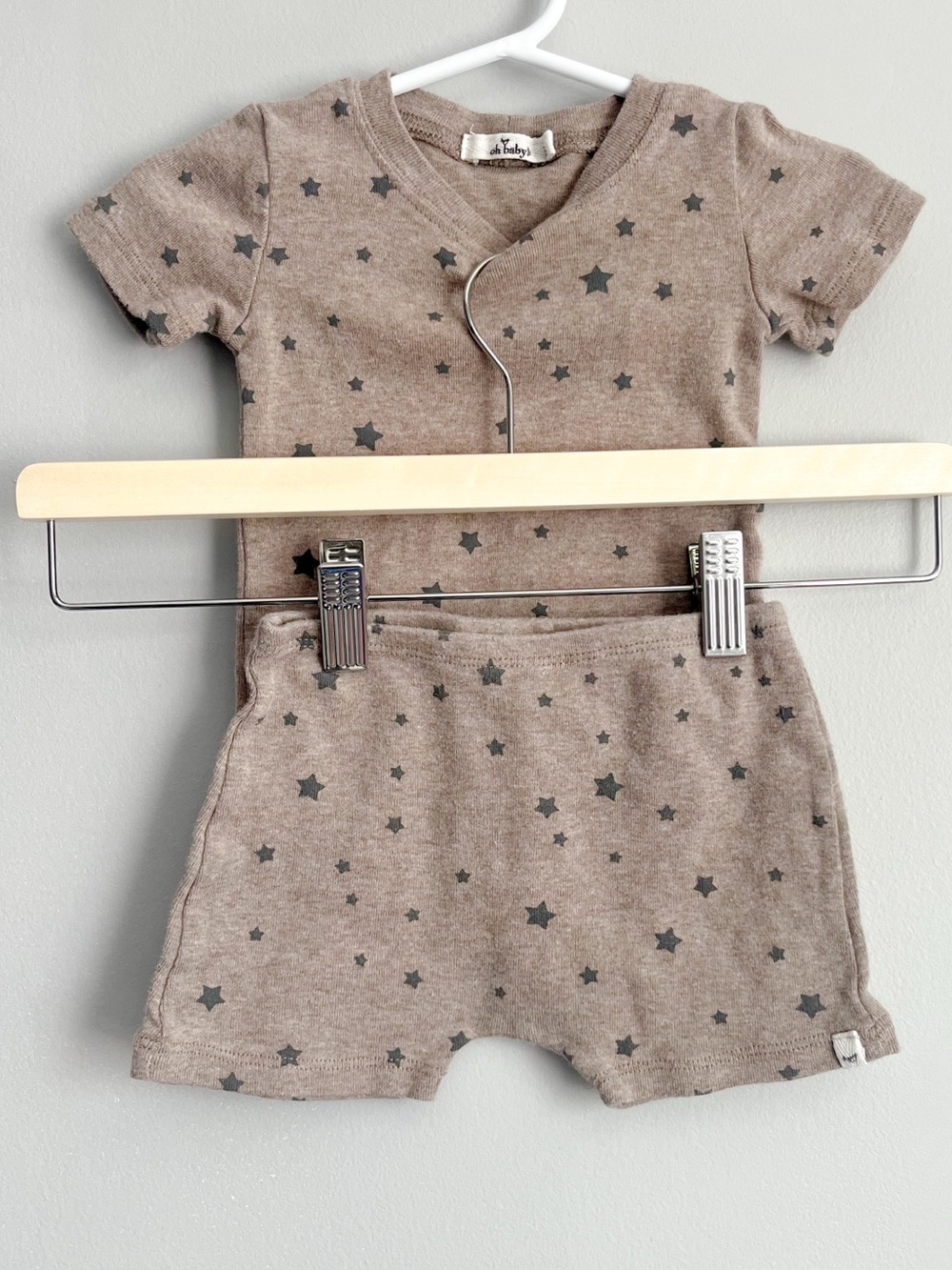 Oh Baby! Matching set for summer shorts tshirt brown gender neutral 6-12 months
